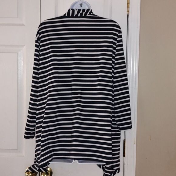 Alfred Dunner navy white striped 2 in 1 top cardigan Sz 2X NWOT - Picture 3 of 5